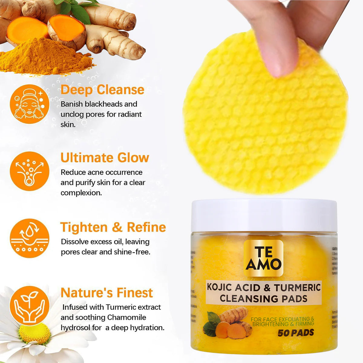 Te Amo Turmeric & Lemon Cleansing Pads (50 Ct)