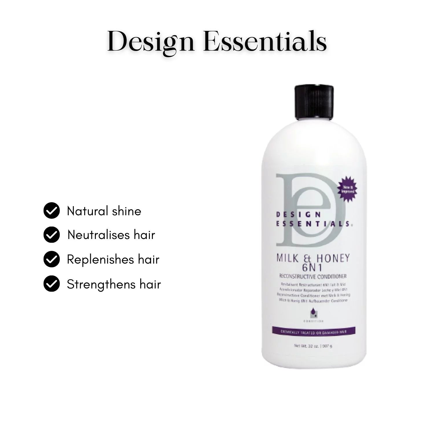DESIGN ESSENTIALS MILK & HONEY 6N1 RECONSTRUCTIVE CONDITIONER - 32 FL OZ