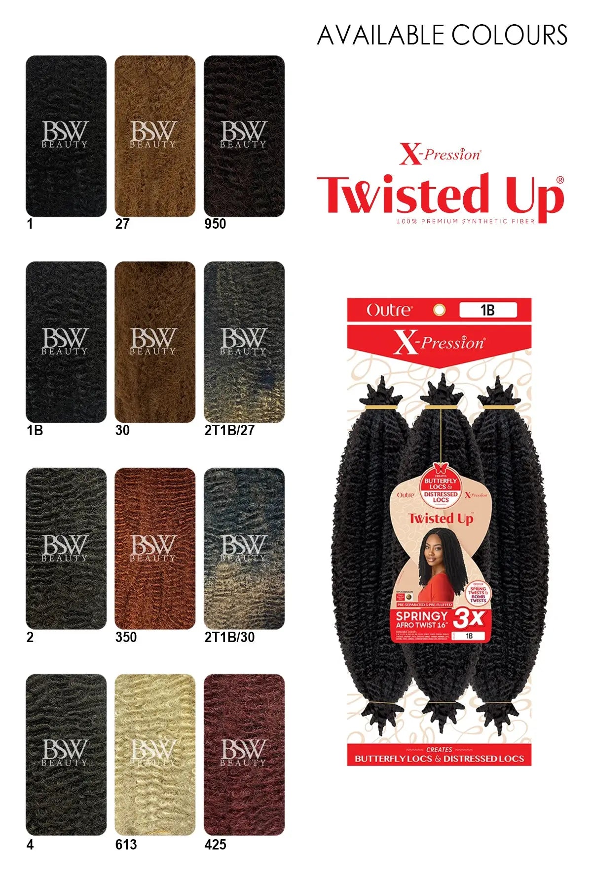 Outre X-Pression Twisted Up Springy Afro Twist 16” – 3X Value Pack