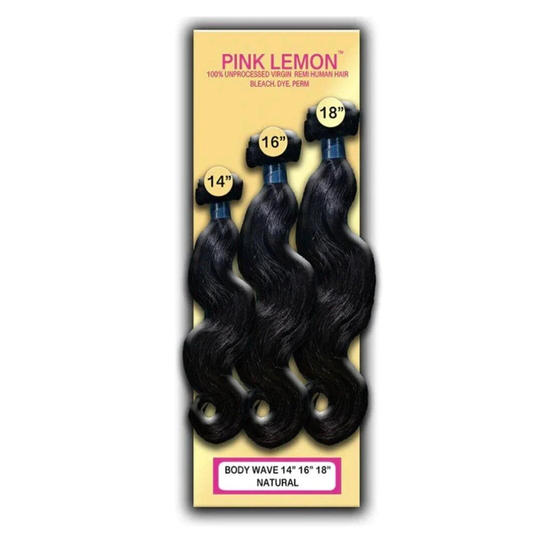 PINK LEMON 100% 13A UNPROCESSED VIRGIN HUMAN HAIR 3- BUNDLE PACK - BODYWAVE