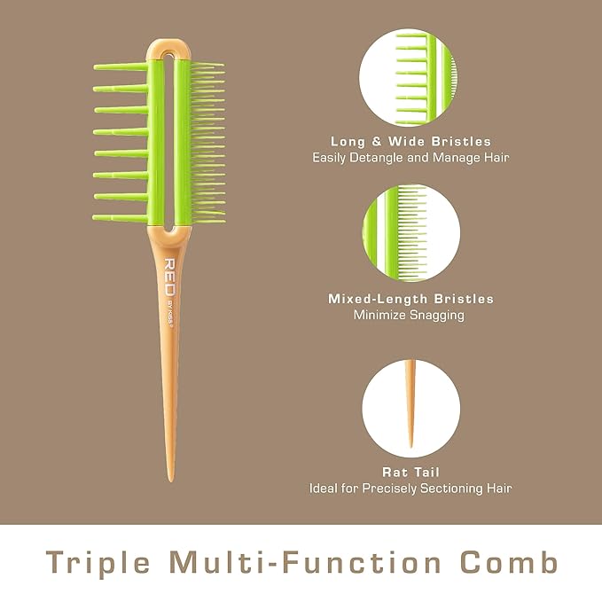 RED BY KISS 3 IN 1 MULTI-FUNCTION DETANGLER COMB