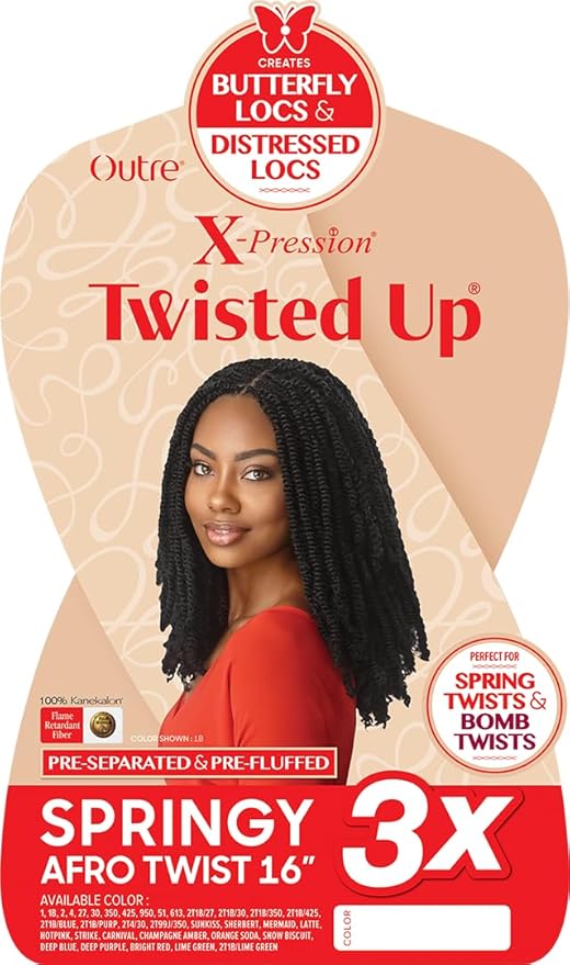 Outre X-Pression Twisted Up Springy Afro Twist 16” – 3X Value Pack