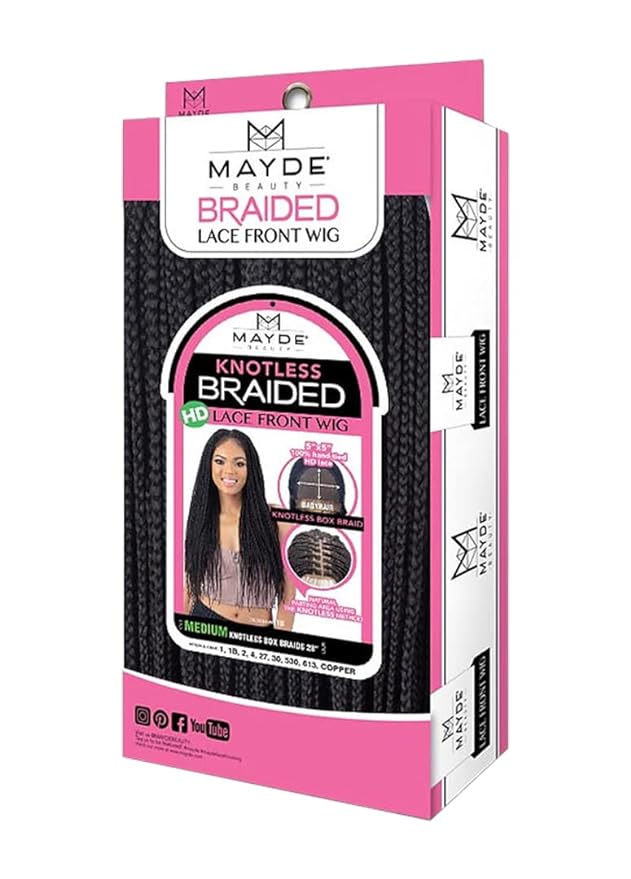 MAYDE BEAUTY KNOTLESS BRAIDED HD LACE FRONT WIG - MEDIUM KNOTLESS BRAIDS - 28