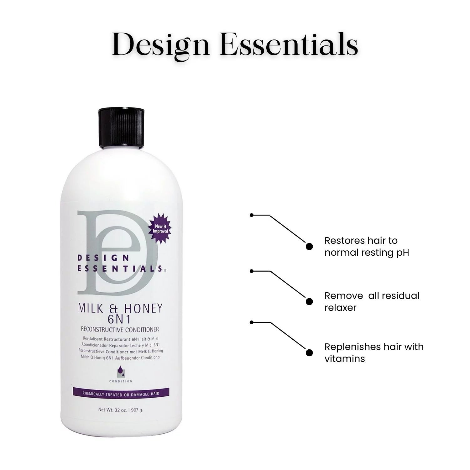 DESIGN ESSENTIALS MILK & HONEY 6N1 RECONSTRUCTIVE CONDITIONER - 32 FL OZ