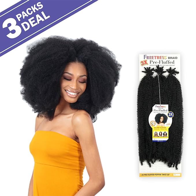 FreeTress Crochet Braids 3X Pre-Fluffed Poppin Twist 20"