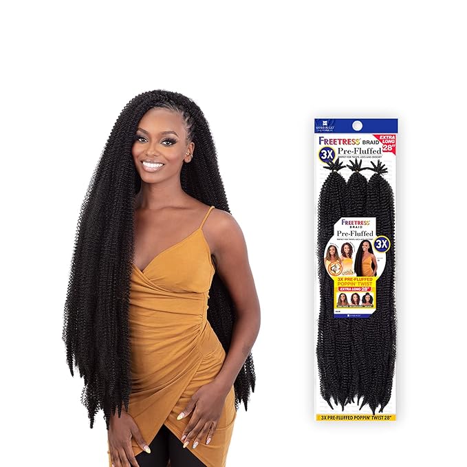 FreeTress Crochet Braids 3X Pre-Fluffed Poppin Twist 28"