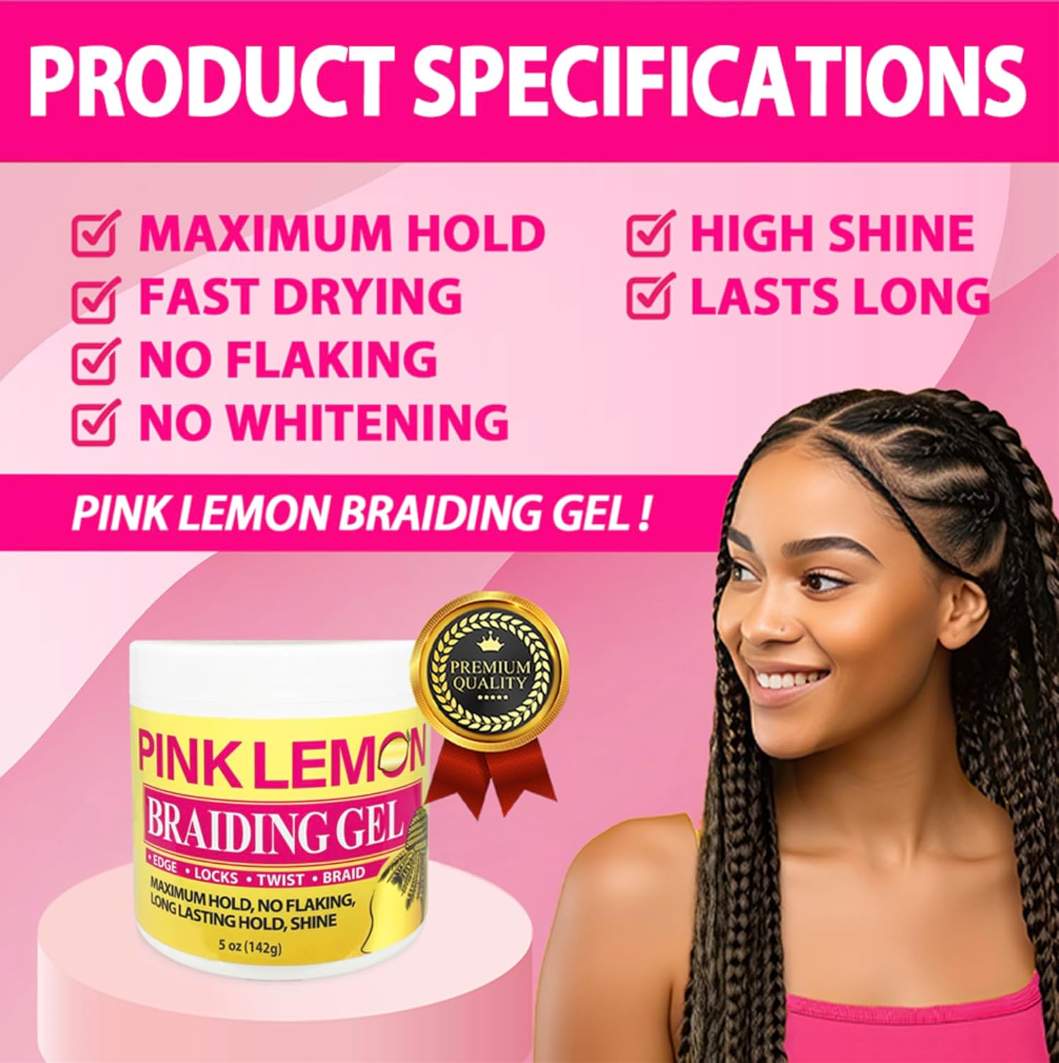 Pink Lemon Braiding Gel