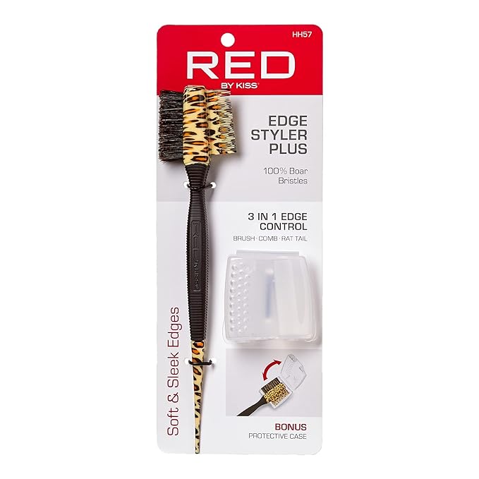 RED BY KISS EDGE STYLER PLUS - 3 IN 1 EDGE CONTROL BRUSH WITH CASE