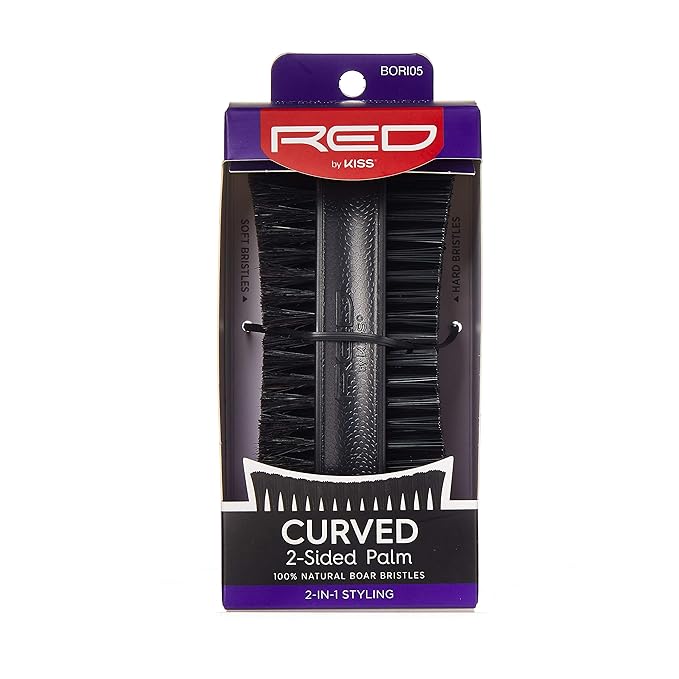 RED BY KISS - 2 SIDED PALM 100% BOAR BRUSH - SOFT & HARD BRISTLES
