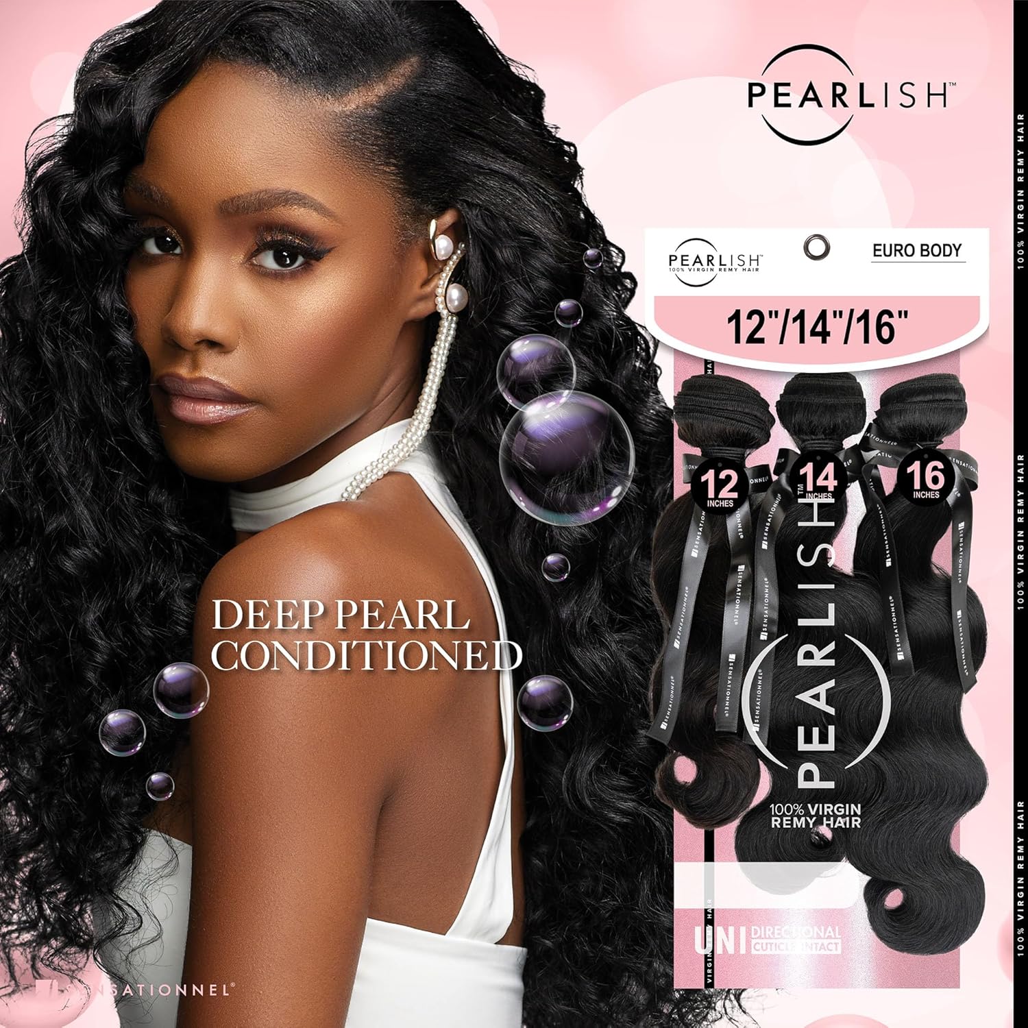 Sensationnel Pearlish 100% Human Hair Bundles – Natural Black