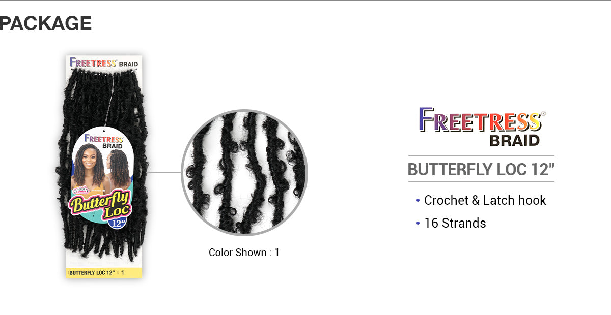 SHAKE-N-GO FREETRESS BRAID - BUTTERFLY LOC - CROCHET - 12