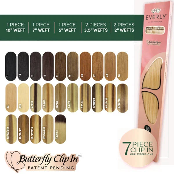 Everly Butterfly Clip-In 100% Remy Human Hair 7 Piece Extension Set – 22"