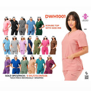 Dodo Scrub Top with Side Rib – DWH1001 (Multiple Colors, S–3XL)