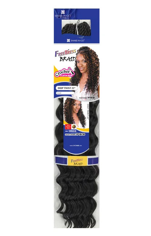 Shake N Go FreeTress Braid Deep Twist Bulk  – 22"