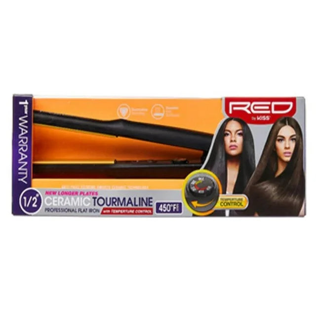 RED BY KISS 1.2" CERAMIC TOURMALINE PROFESSIONAL FLAT IRON