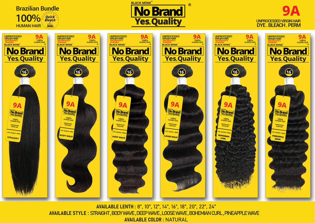 No Brand Yes Quality 100% Human Hair Bundles – Natural Black (Yellow Pack)
