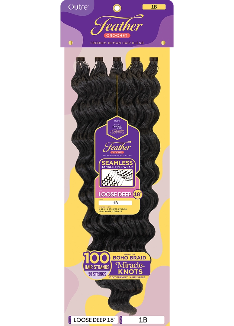 Outre Purple Pack Brazilian Feather Crochet Loose Deep Curl 18"