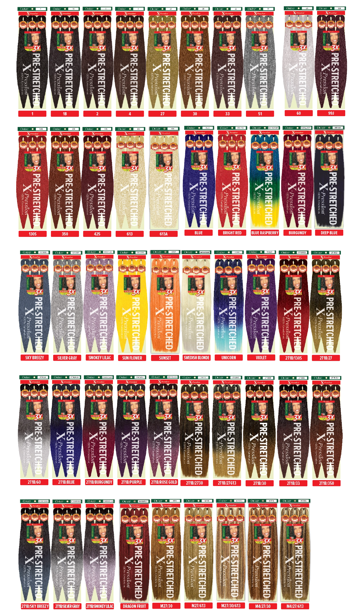 OUTRE X-PRESSION PRE-STRETCH BRAIDING HAIR - 100% KANEKALON - 3X ULTRA BRAID