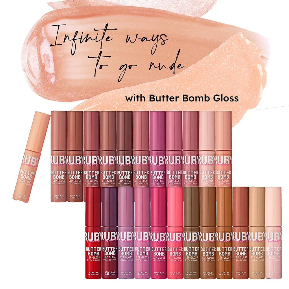 Ruby Kisses Butter Bomb Lip Gloss – With Jojoba Oil, Shea Butter & Vitamin E