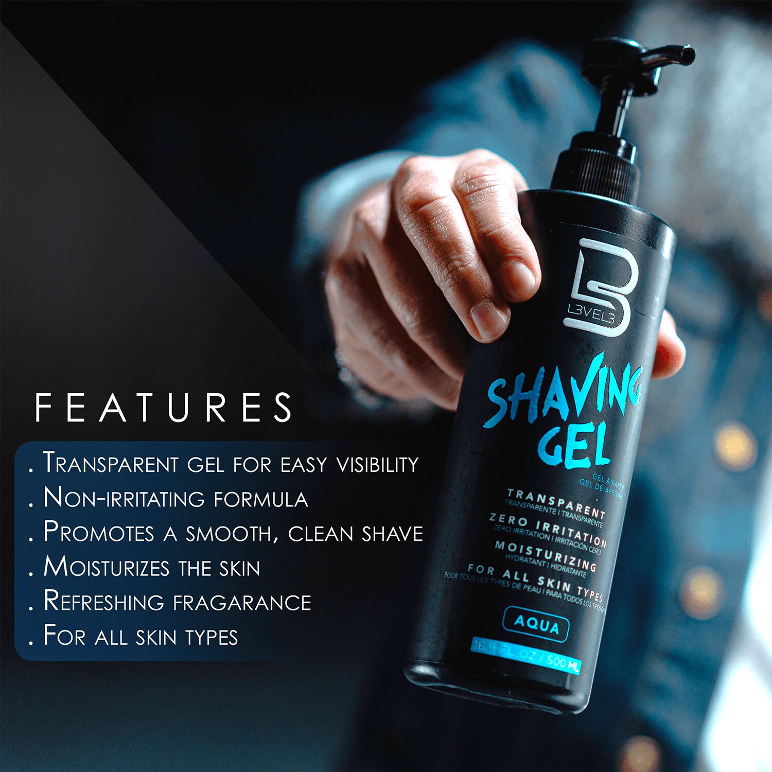 L3VEL3 Shaving Gel 16.9 fl oz/500 mL