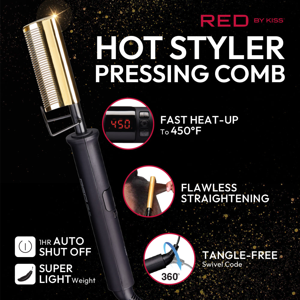 RED BY KISS HOT STYLER PRESSING COMB - CURVED TEETH
