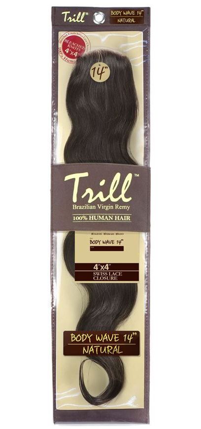 Mane Concept Trill 4" x 4" Swiss Lace Closure 100% Brazilian Unprocessed Virgin Remy Human Hair STRAIGHT 14 Inch [D] - Hollywood Beauty STL