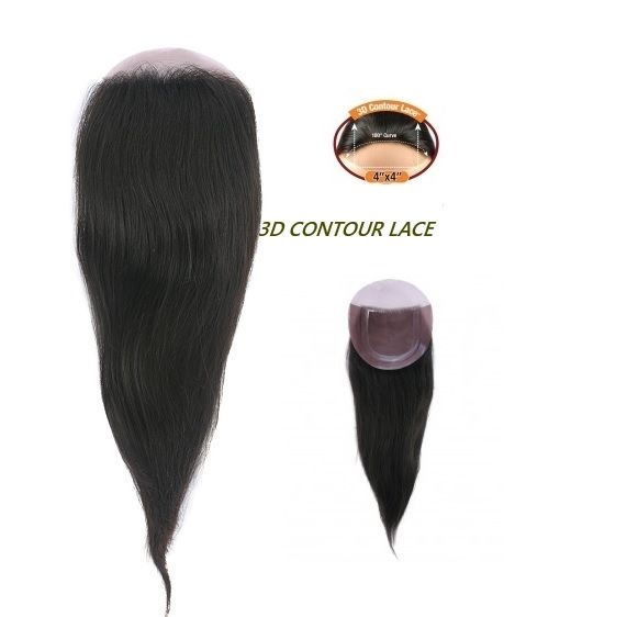 Trill Unprocessed Brazilian Virgin Human Hair 3D CONTOUR LACE 4X4 CLOSURE STRAIGHT 14 Inch - Hollywood Beauty STL