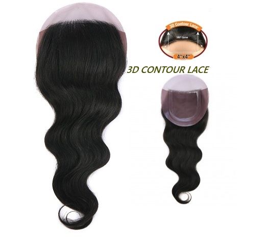 Trill Unprocessed Brazilian Virgin Human Hair 3D CONTOUR LACE 4X4 CLOSURE BODYWAVE 14 Inch - Hollywood Beauty STL