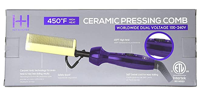 HOT & HOTTER CERAMIC ELECTRICAL PRESSING COMB PURPLE AND GOLD Find Your New Look Today!