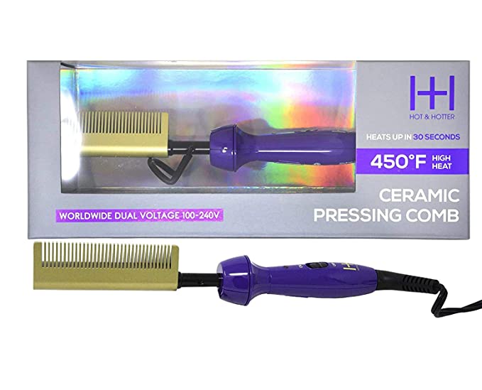 HOT & HOTTER CERAMIC ELECTRICAL PRESSING COMB PURPLE AND GOLD Find Your New Look Today!