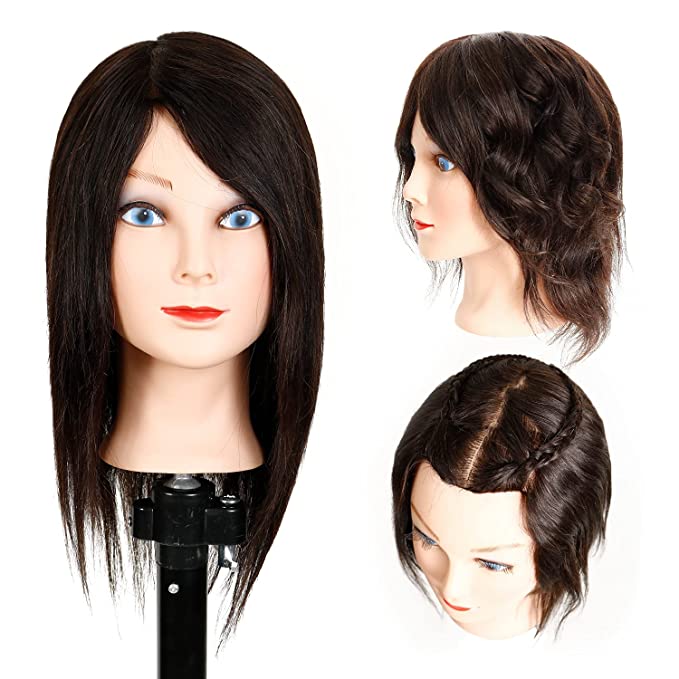 STUDIO LIMITED 100% Human Hair Mannequin Head Cosmetology Barber Salon Practice Mannequin Personal Student Tool (10'' Female) Find Your New Look Today!