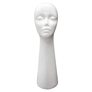 STUDIO LIMITED Styrofoam Mannequin Head, Long Neck, White Foam Wig Hea