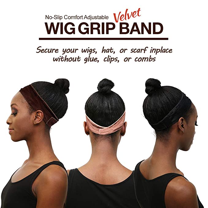 Studio Limited No-Slip Comfort Adjustable Wig Grip Velvet Band, Flexible Velvet Wig Grip Head (Black) Find Your New Look Today!