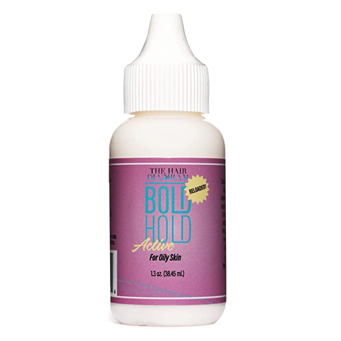 The Hair Diagram - Bold Hold Active Reloaded - Strong Hold Glue for Wigs and Hair Systems - Invisible Bonding - Formulated for Oily Skin - Non Toxic - Humidity Resistant & Waterproof - 1.3oz Find Your New Look Today!