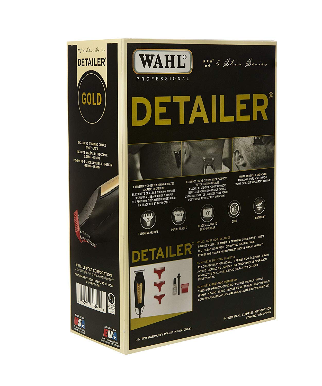 Wahl Professional 5-Star Series Limited Edition Black & Gold Corded Detailer #8081-1100 - Great for Professional Stylists and Barbers Find Your New Look Today!