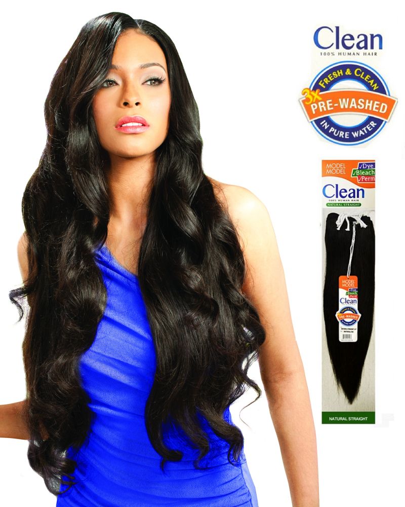 Model Model Clean Human Hair Weave NATURAL STRAIGHT or YAKY WEAVE 8 - 26" - Hollywood Beauty STL