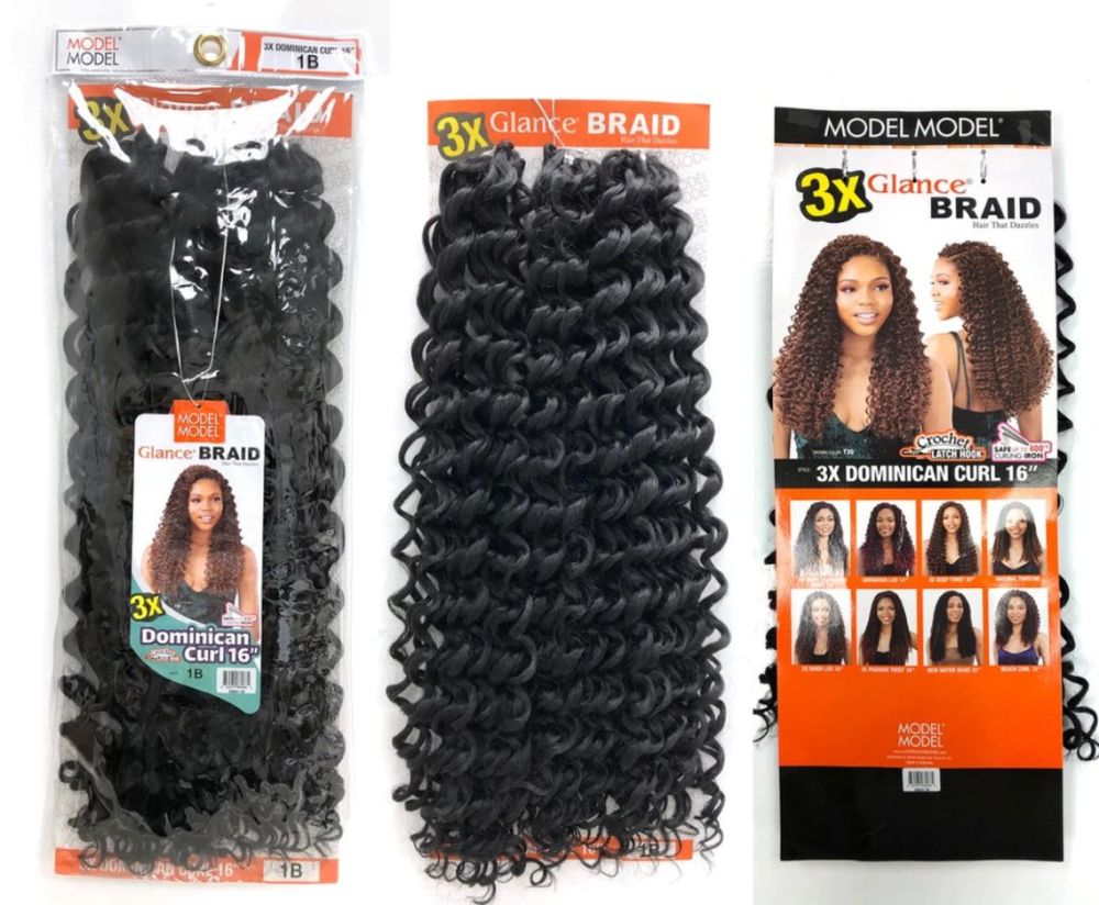 Model Model Glance Crochet Braid 3X  DOMINICAN CURL 16" Inch - Hollywood Beauty STL