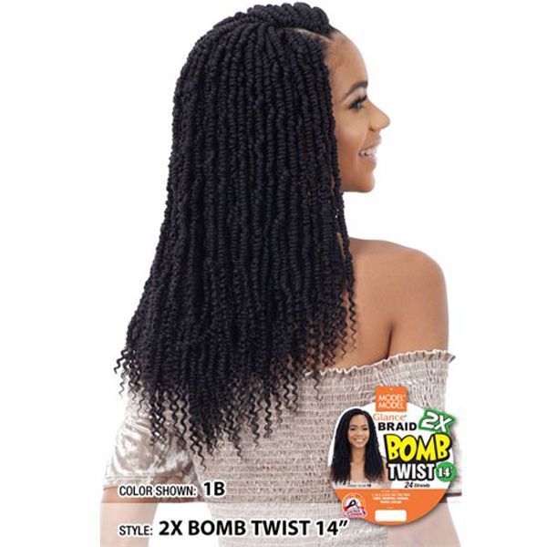 Model Model Synthetic Pre Looped Crochet Glance Braid - 2X BOMB TWIST 14" - Hollywood Beauty STL