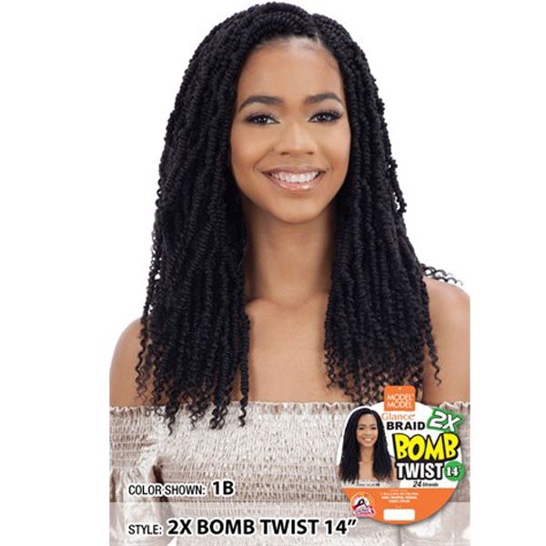 Model Model Synthetic Pre Looped Crochet Glance Braid - 2X BOMB TWIST 14" - Hollywood Beauty STL