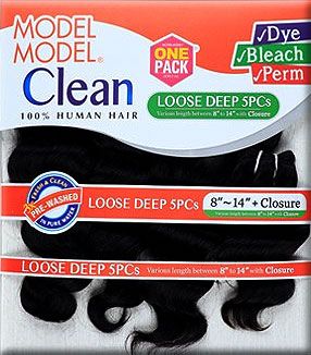 Model Model Clean 100% Human Hair Weave LOOSE DEEP 5 PCS 8-14 (1 Pack Solution) - Hollywood Beauty STL