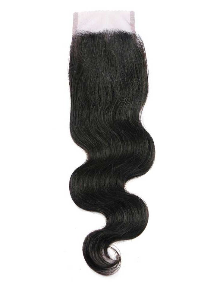 Mane Concept Trill 4" x 4" Swiss Lace Closure 100% Brazilian Unprocessed Virgin Remy Human Hair BODY WAVE 14 Inch - Hollywood Beauty STL