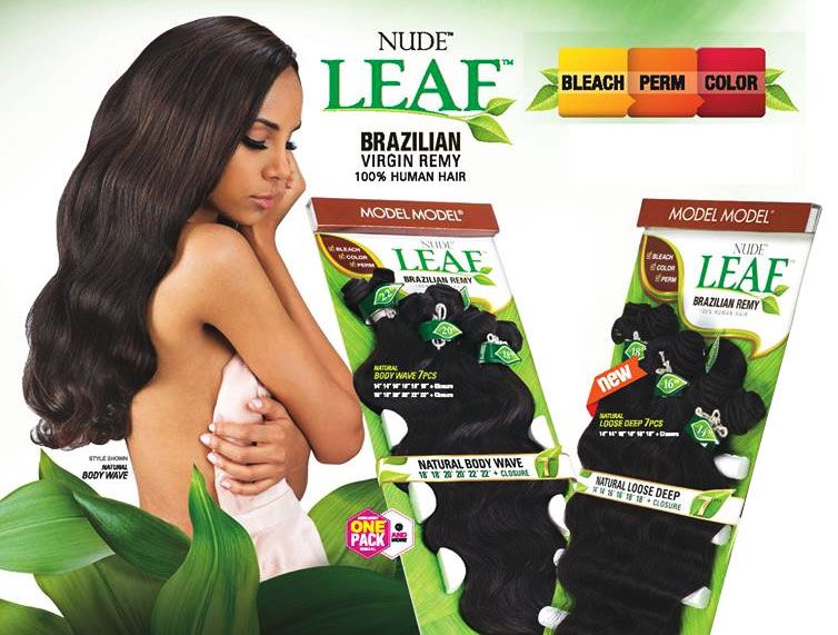Model Model Nude Leaf Brazilian Remy 100% Human Hair NATURAL BODY WAVE 7 Pcs - Hollywood Beauty STL