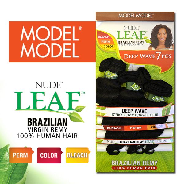 Model Model Nude Leaf Brazilian Remy 100% Human Hair DEEP WAVE 7 Pcs 10 - 22 Inch - Hollywood Beauty STL