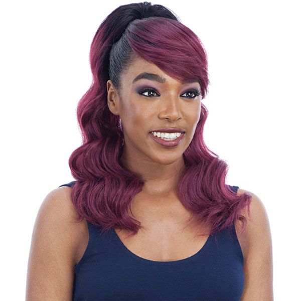 Model Model Synthetic Ponytail And Swoop Side Bang - LOOSE CURL 2PCS - Hollywood Beauty STL