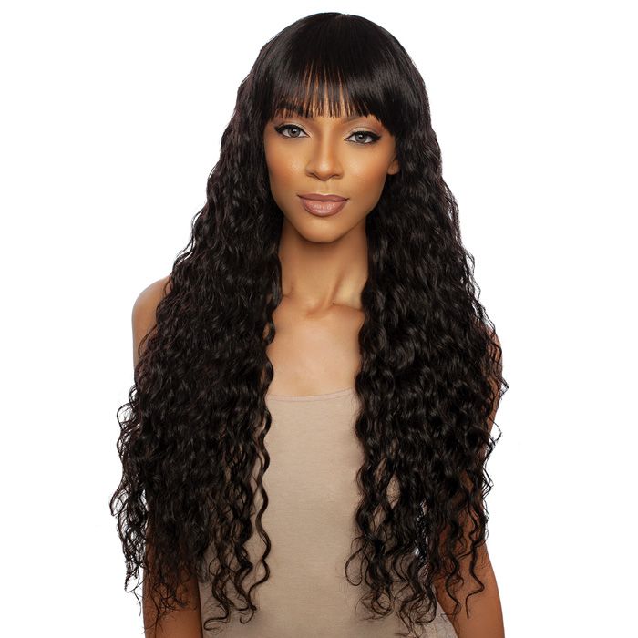 Mane Concept Unprocessed Human Hair 11A Deep Curl Full Bang Full Wig TRM114 - Hollywood Beauty STL